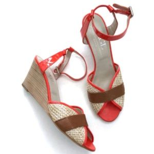 AGL Orange Tan Leather Wedges